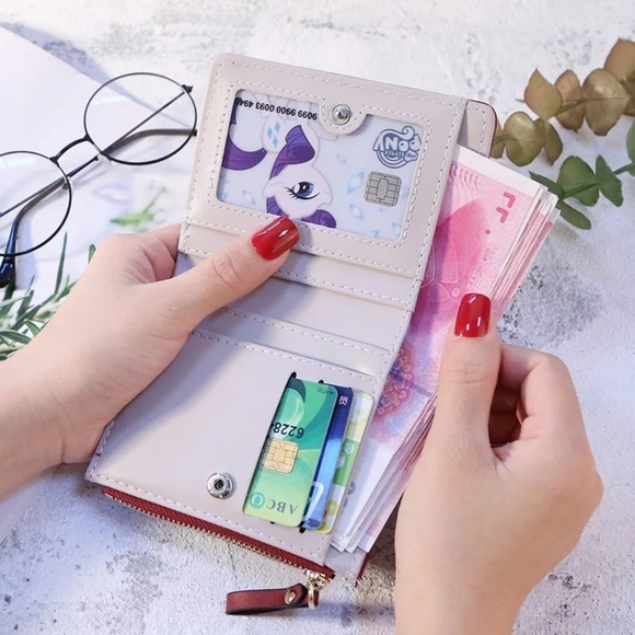 Beautiful Mini Vegan Leather Wallet Flamingo Green - Picture 6 of 7